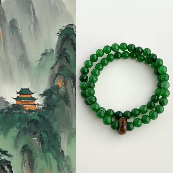 New Chinese style natural stone bracelet with double layered beaded bracelets, showcasing white antique style jewelry